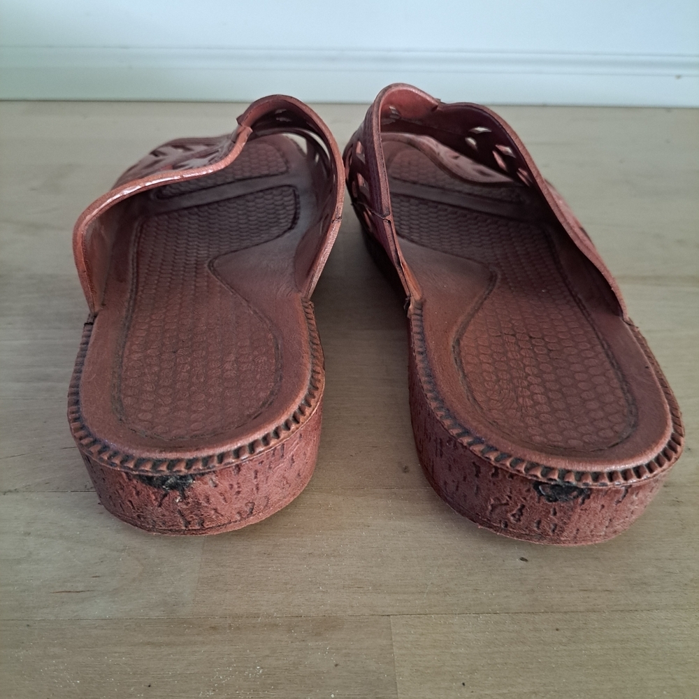 Vintage Slip-On Cutout Sandals – Terracotta Rust Brown – Size XL - Picture 3 of 5